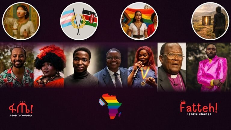 Collage of Fatteh Magazine stories and LGBTQ+ African changemakers published during its first year.